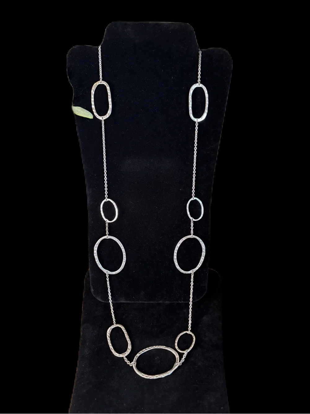 Long Silver-Tone Open Oval Link Necklace
